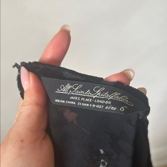 Allsaints spitalfields black velvet silk short sleeve imortal dress burnout 6 sm - Picture 2 of 10